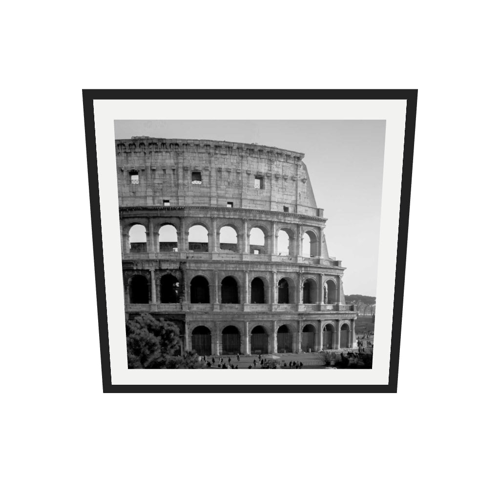 [ah-ar-v1:a2f05008607b52cafd2820e7] Colosseum Monochrome Framed Art Print — 70 x 70 cm, black frame (AR scale)