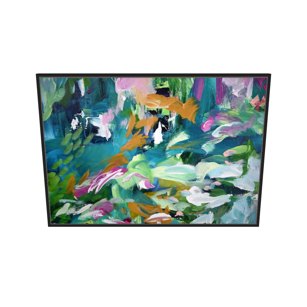 [ah-ar-v1:8725ffcfa4602f5576b55dfe] Abstract 142 Canvas Art — 70 x 100 cm, black frame (AR scale)