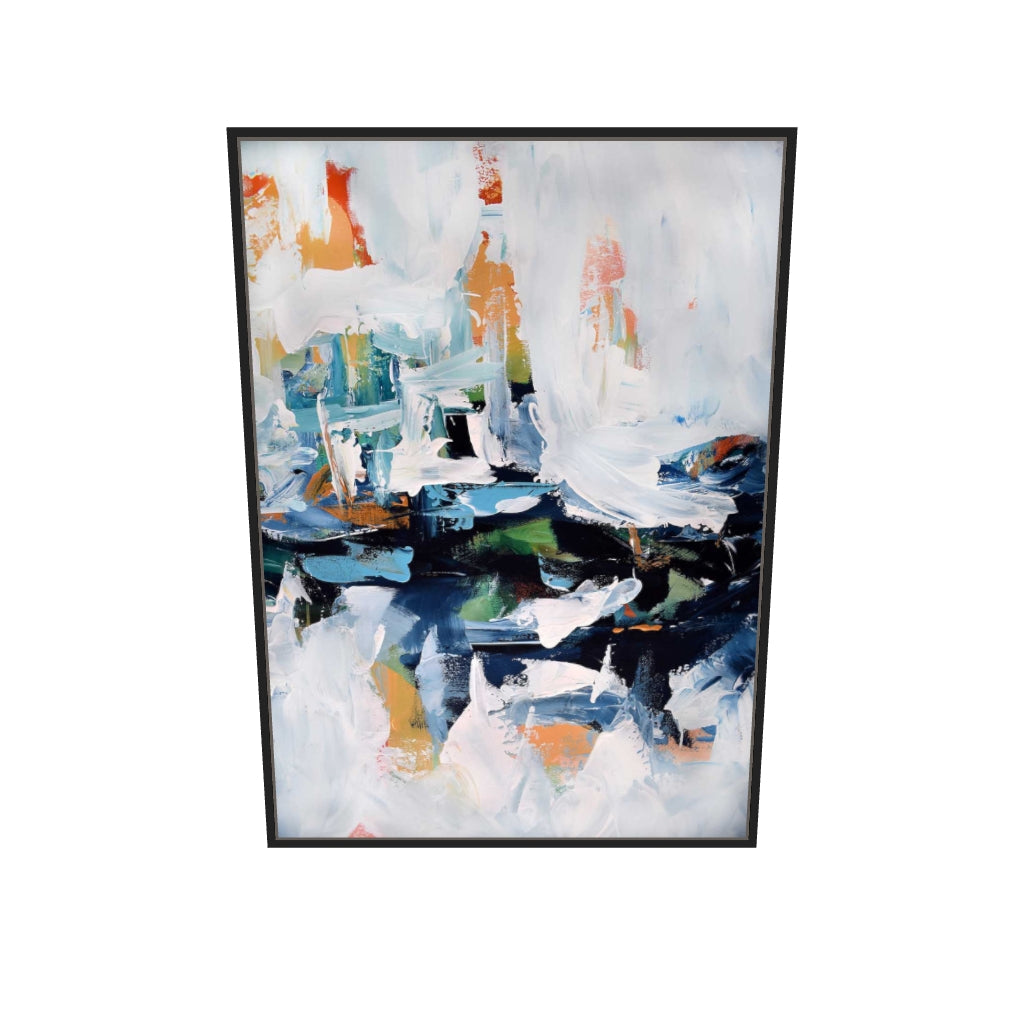 [ah-ar-v1:c5d1402c5efdaf3446184919] Abstract 155 Canvas Art — 70 x 100 cm, black frame (AR scale)