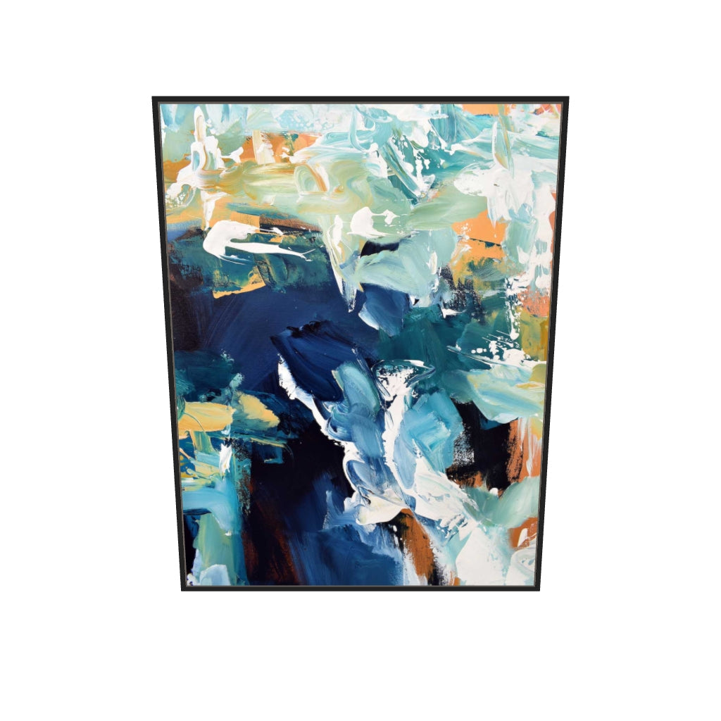 [ah-ar-v1:e8eb2046af26a8bd29569710] Abstract 218 Canvas Art — 90 x 120 cm, black frame (AR scale)