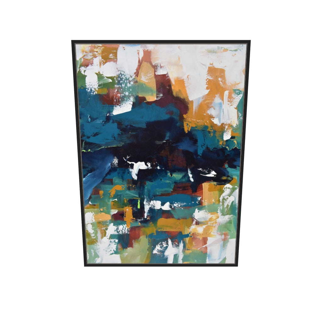 [ah-ar-v1:73172a47ea79c3342fa6531f] Abstract 373 Canvas Art — 70 x 100 cm, black frame (AR scale)