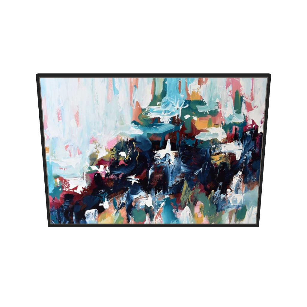 [ah-ar-v1:fdbac08ea532f4397f6a9d60] Abstract 377 Canvas Art — 70 x 100 cm, black frame (AR scale)