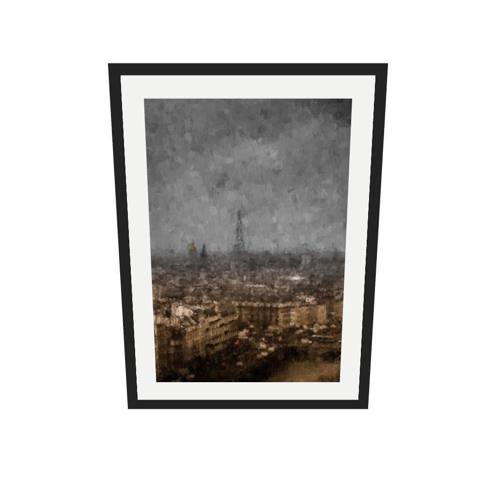 [ah-ar-v1:4fa22b7e7dfba28b0383d9da] Eiffel Tower, Paris Oil Painting Art Print — 50 x 70 cm, black frame (AR scale)