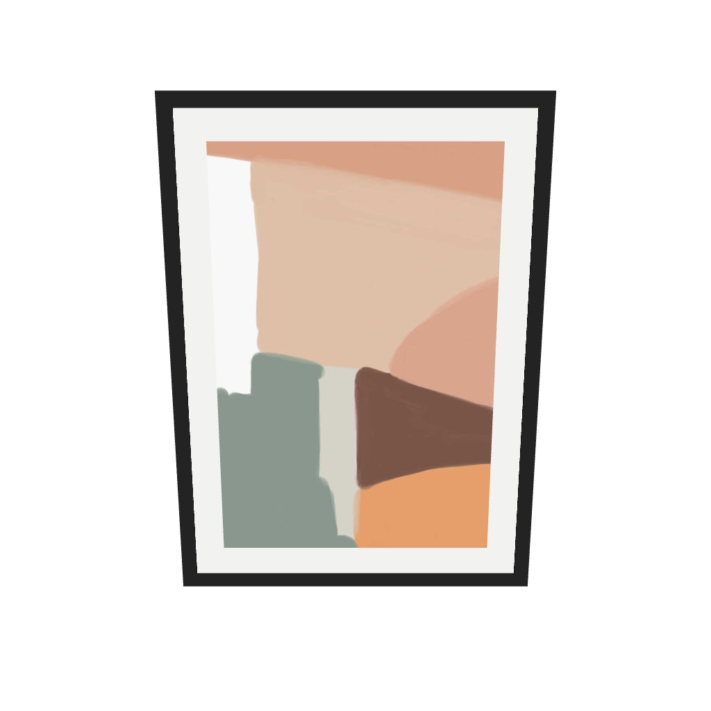[ah-ar-v1:9de0868fff182d6e63096a67] Beige Abstract Shapes Art Print — 50 x 70 cm, black frame (AR scale)