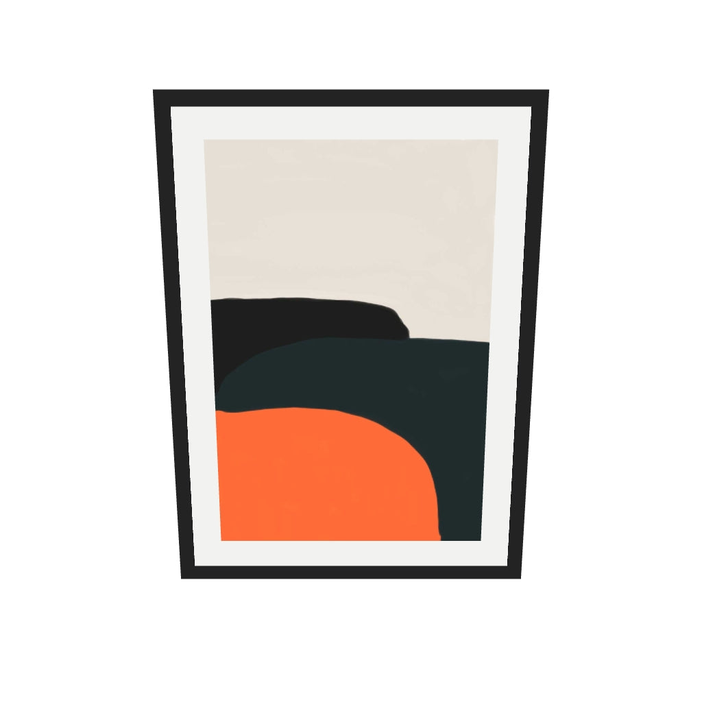 [ah-ar-v1:55d4f7eb8ee7cbf1d6fe41cb] Orange And Grey Art Print — 50 x 70 cm, black frame (AR scale)