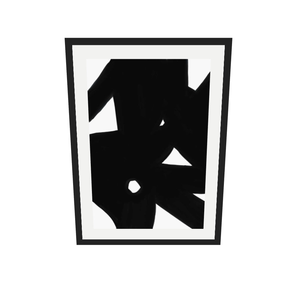 [ah-ar-v1:3bc27b2892c526b612bd4aea] Black Abstract Lines Art Print — 50 x 70 cm, black frame (AR scale)