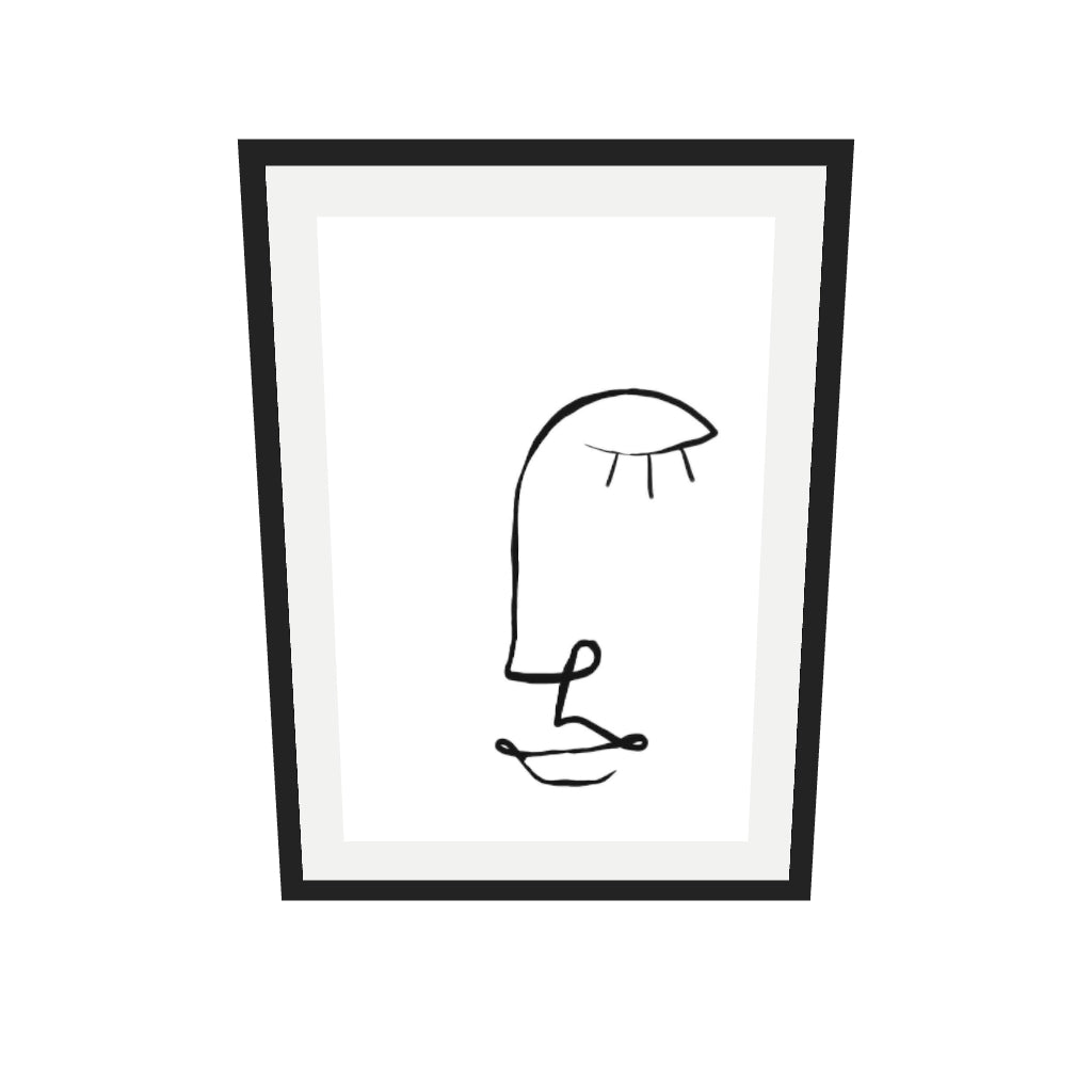 [ah-ar-v1:d52091e88c8f8654d92531b6] Face Line Drawing Art Print — 50 x 70 cm, black frame (AR scale)