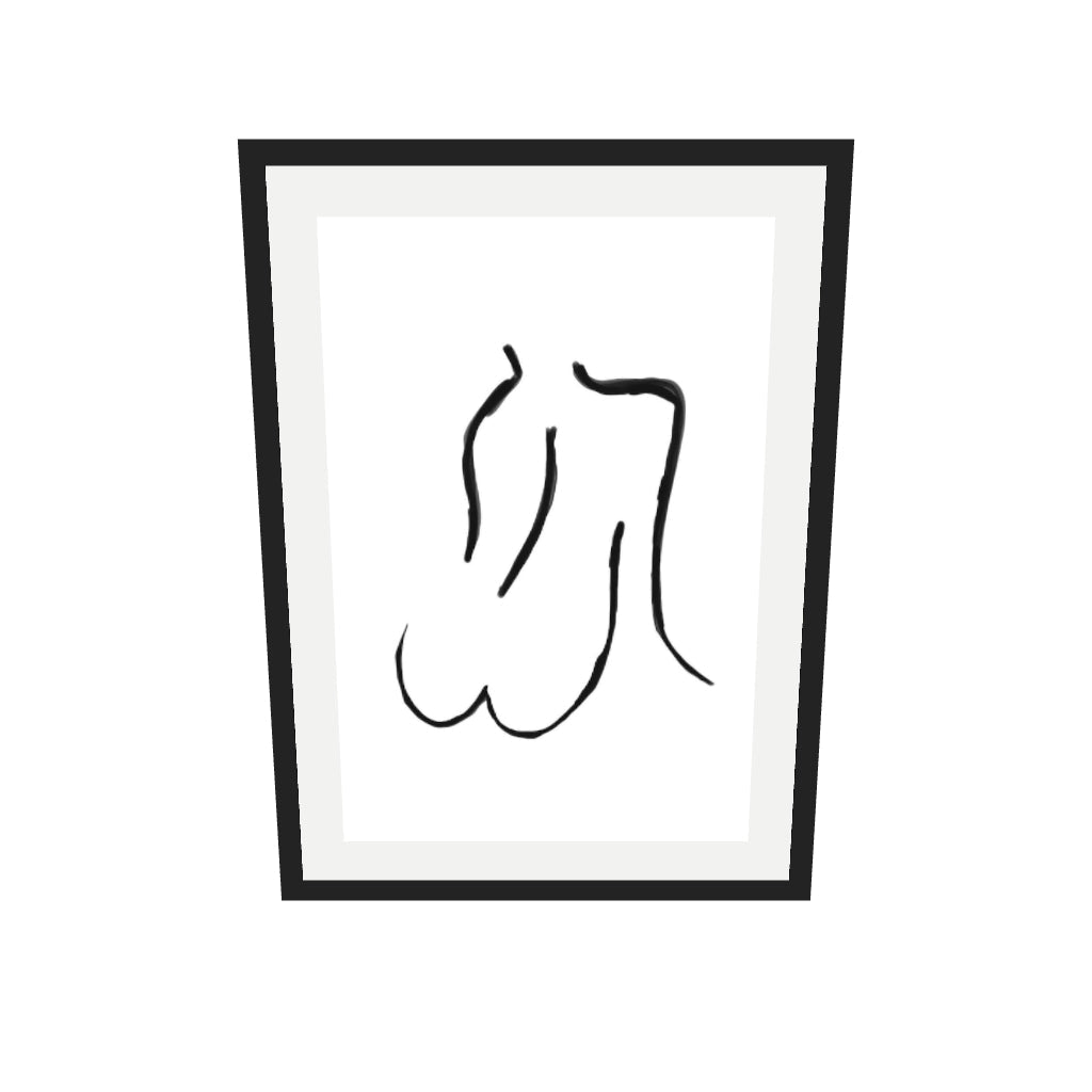 [ah-ar-v1:655bcf2566fafc63c32826da] Nude Line Art Drawing Art Print — 50 x 70 cm, black frame (AR scale)