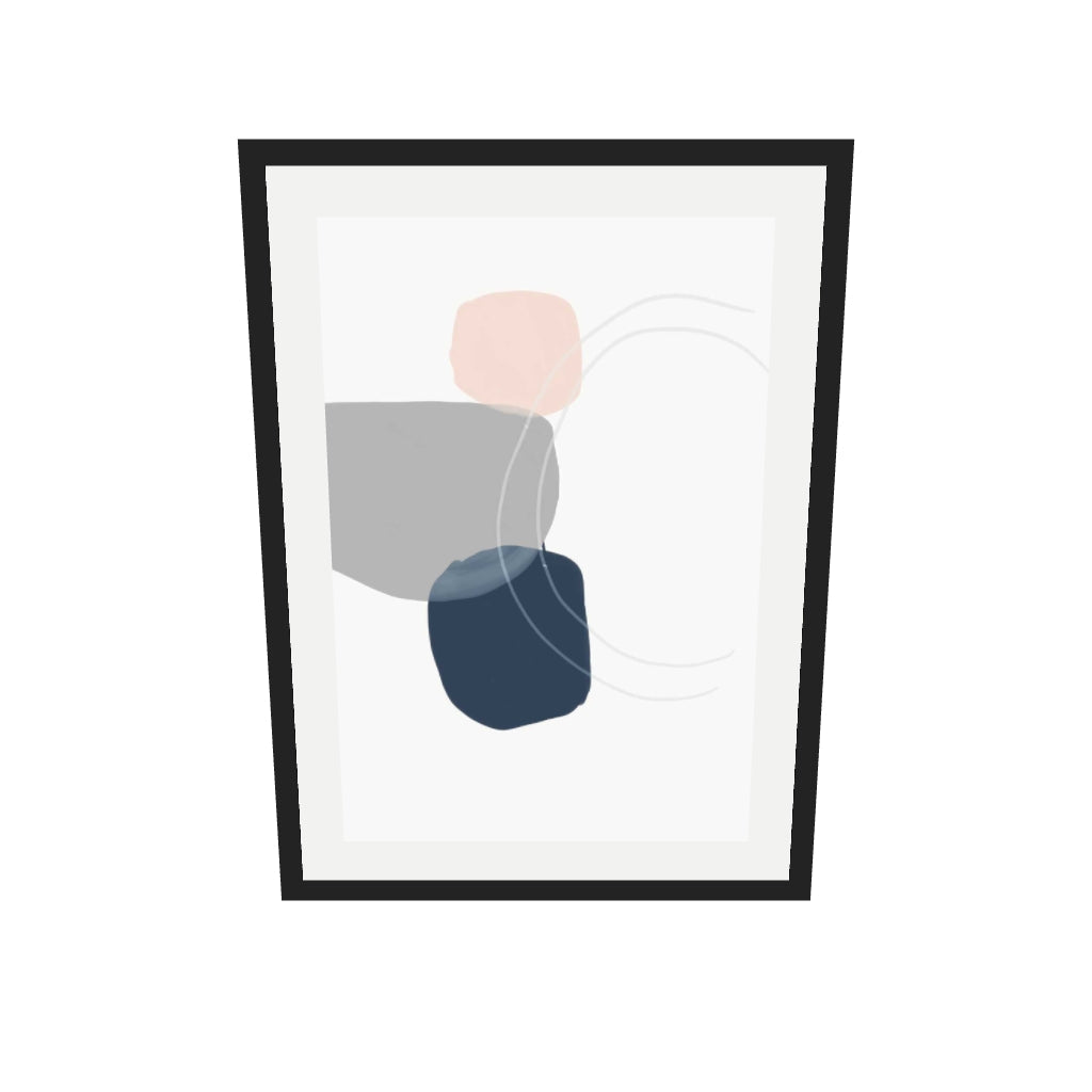 [ah-ar-v1:a4c08017dc4d8bf0c2146e9d] Minimal Abstract Shapes 3 Art Print — 50 x 70 cm, black frame (AR scale)
