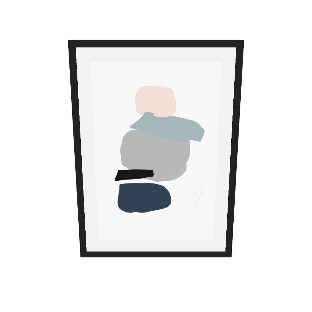 [ah-ar-v1:b6381807512aa19b54c3b7ff] Minimal Abstract Shapes 4 Art Print — 50 x 70 cm, black frame (AR scale)