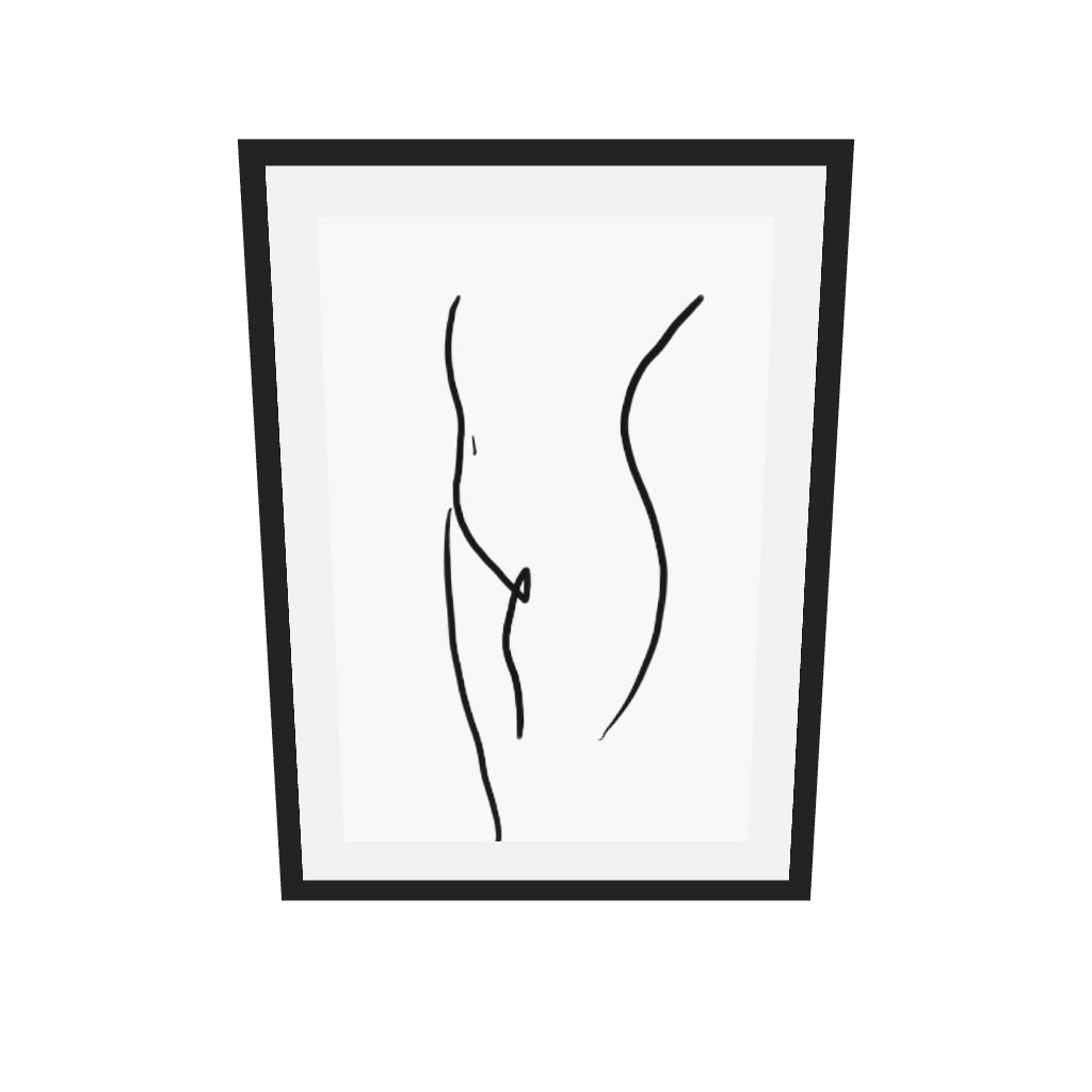 [ah-ar-v1:4a6ed6151d3e1382870c8ea5] Body Line Drawing Art Print — 50 x 70 cm, black frame (AR scale)