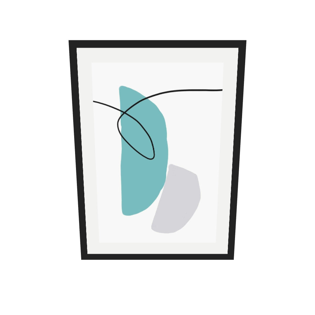 [ah-ar-v1:8487fede0d82ff89881e83e0] Abstract Line Teal Grey Art Print — 50 x 70 cm, black frame (AR scale)