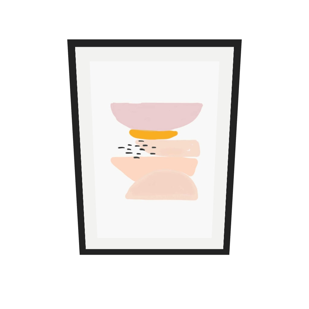 [ah-ar-v1:8d18299204dfe753105845d2] Abstract Pastel Shapes 2 Art Print — 50 x 70 cm, black frame (AR scale)