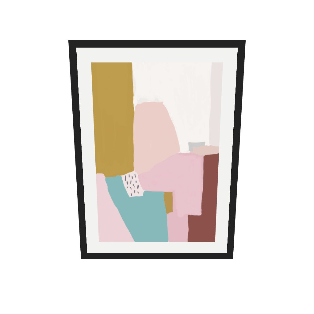 [ah-ar-v1:a34a769a2b34645b6c738f9b] Pastel Abstract Design Art Print — 50 x 70 cm, black frame (AR scale)