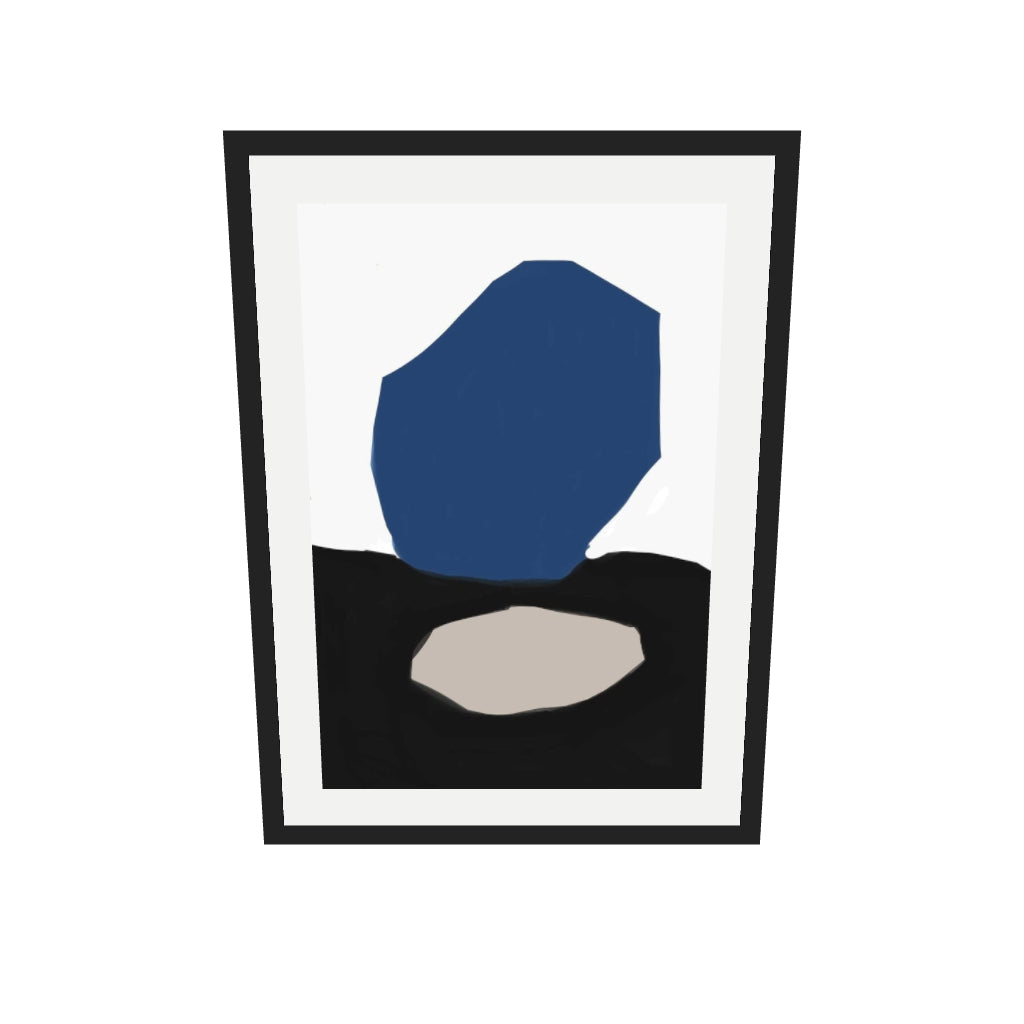 [ah-ar-v1:20cae727c946f65fb1398342] Blue Black Abstract Design Art Print — 50 x 70 cm, black frame (AR scale)