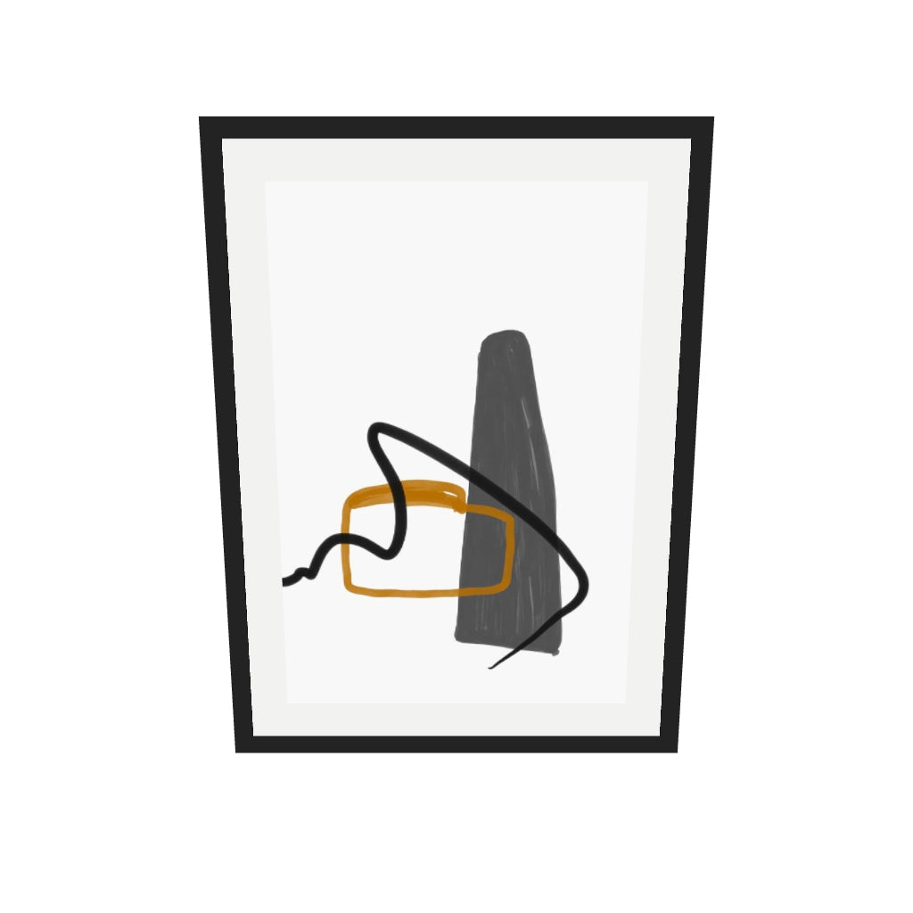 [ah-ar-v1:203c46efde2c9090a04e4862] Abstract Illustration And Lines Art Print — 50 x 70 cm, black frame (AR scale)