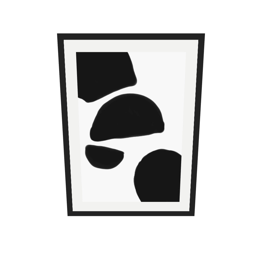 [ah-ar-v1:8e00bc70a2d4f8b5f741818d] Monochrome Abstract Shapes Art Print — 50 x 70 cm, black frame (AR scale)