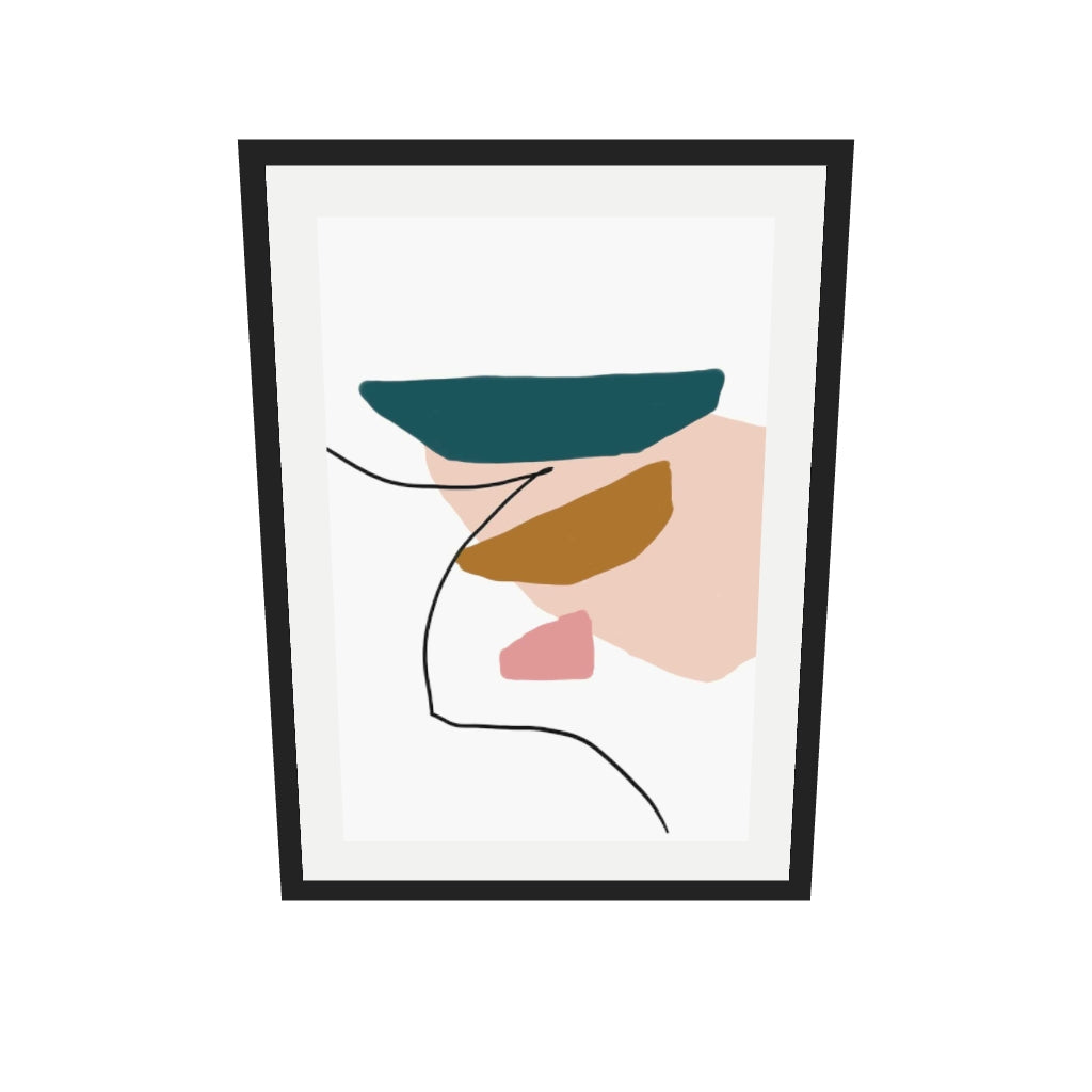 [ah-ar-v1:9870b3c4bf3a7e3c3421d582] Modern Abstract Illustration Art Print — 50 x 70 cm, black frame (AR scale)