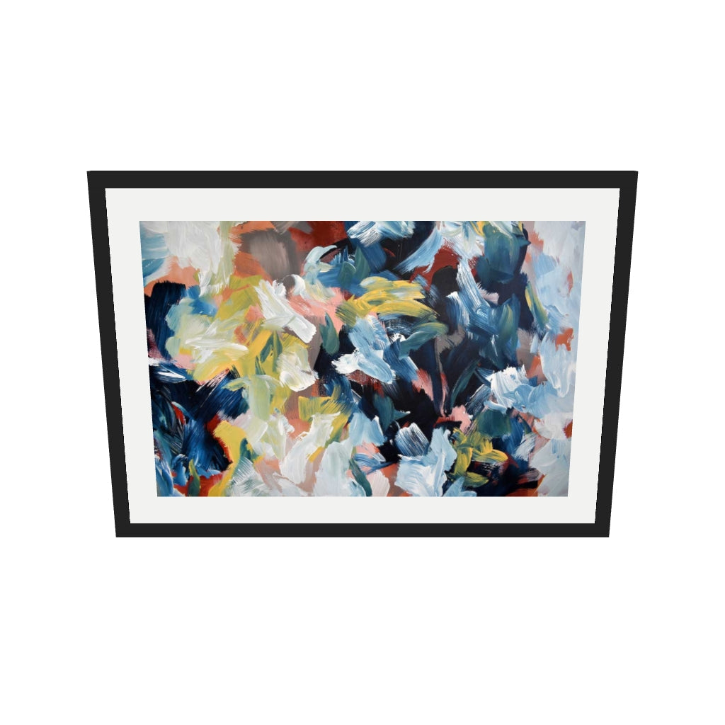 [ah-ar-v1:599893b0158f85342327ba9a] Abstract 446 Art Print — 50 x 70 cm, black frame (AR scale)