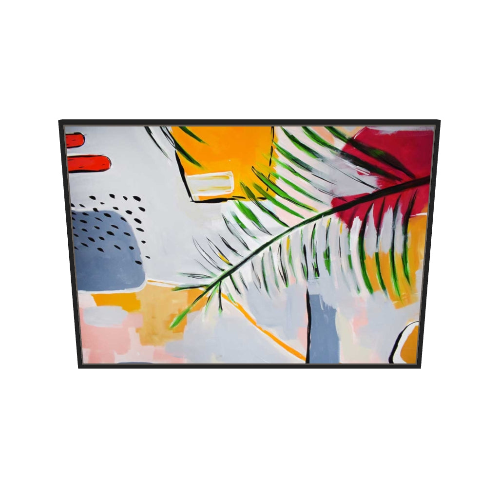 [ah-ar-v1:383ffba2aaf72574caa744d8] Botanical Abstract Leaf Canvas Art — 70 x 100 cm, black frame (AR scale)