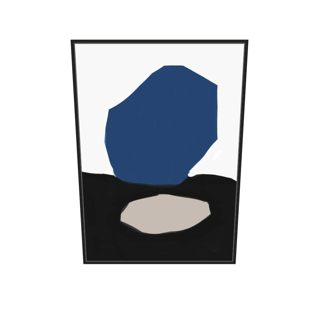 [ah-ar-v1:f3bf9098372096fcd7ec4c0e] Navy & Black Design Canvas Art — 70 x 100 cm, black frame (AR scale)