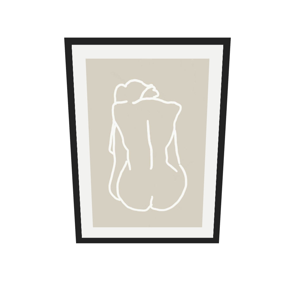 [ah-ar-v1:0d893c9cbdda3acc531e805c] Nude Back Hand-Drawn Art Print — 50 x 70 cm, black frame (AR scale)