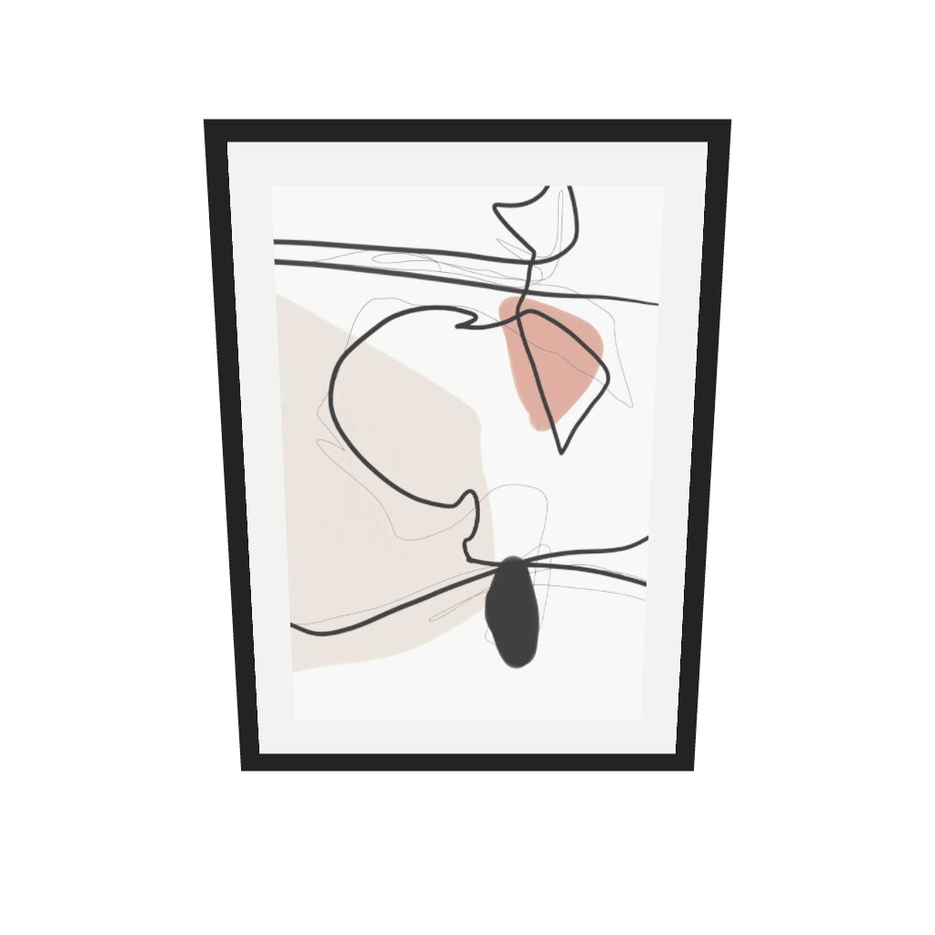 [ah-ar-v1:bf82fc72df37c63a0eafcdfb] Contemporary Drawing Art Print — 50 x 70 cm, black frame (AR scale)