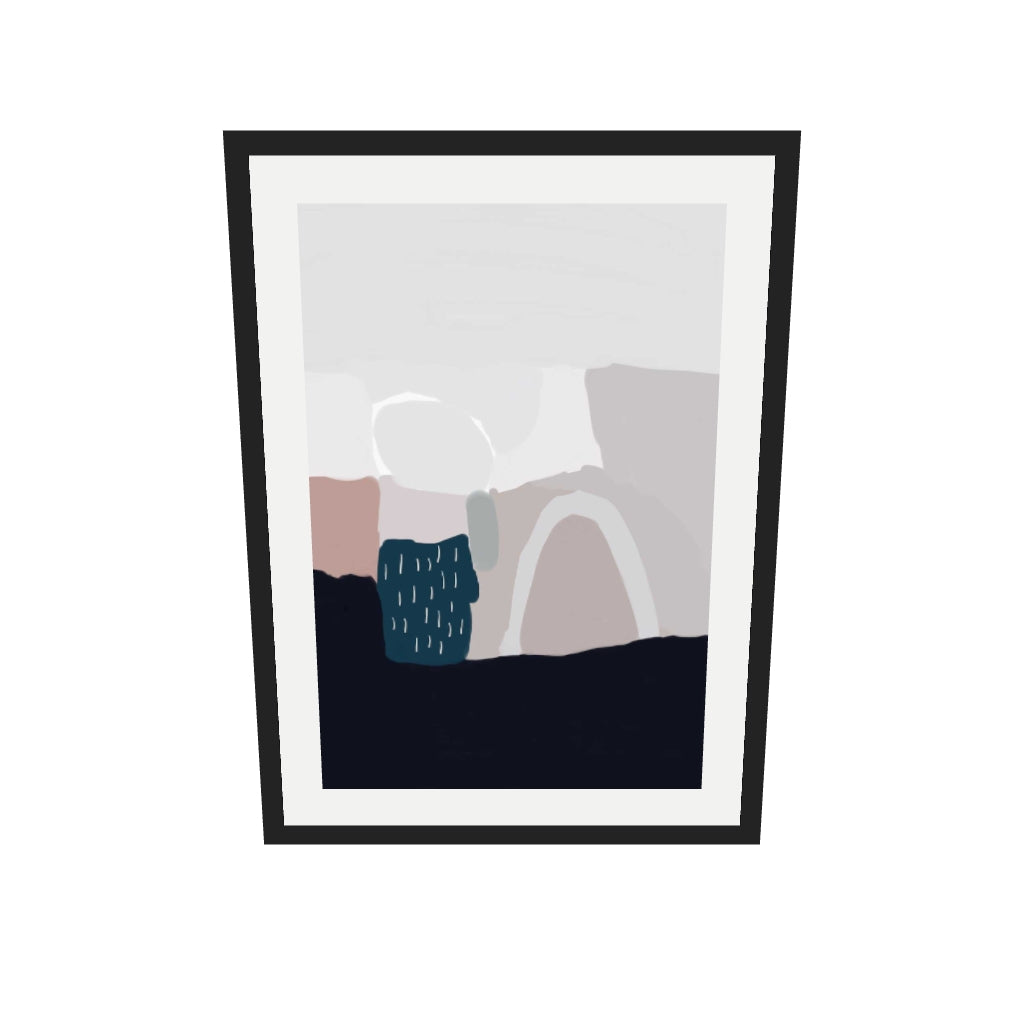 [ah-ar-v1:2774b5164516ea0f8435cbdc] Natural Tones Abstract Art Print — 50 x 70 cm, black frame (AR scale)