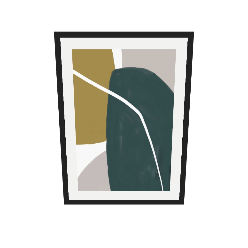 [ah-ar-v1:cd404cb9029088949375c4e2] Organic Abstract Shapes Art Print — 50 x 70 cm, black frame (AR scale)