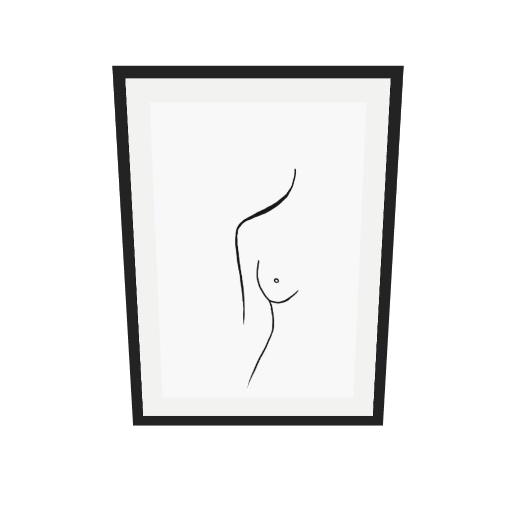 [ah-ar-v1:11b7dc08068ea2bcd064ef0b] Nude Female Line Art Print — 50 x 70 cm, black frame (AR scale)