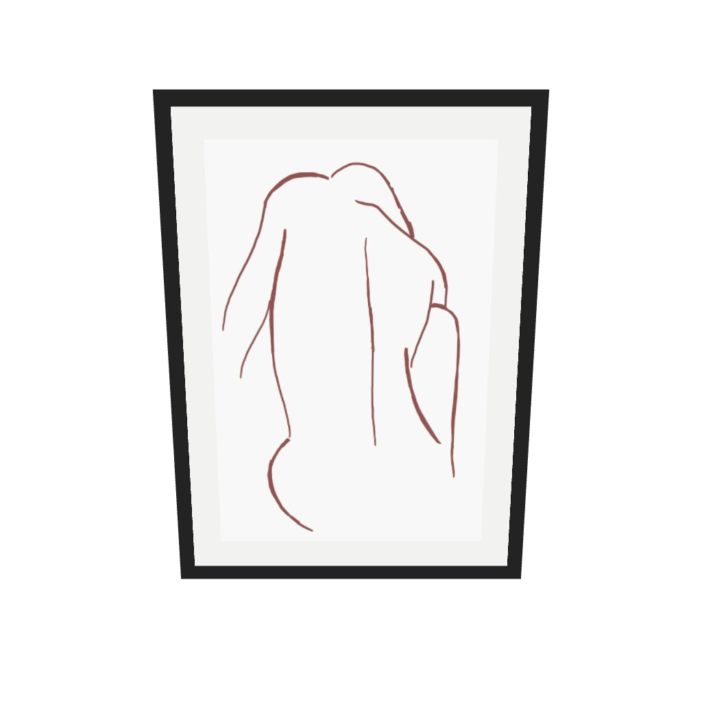 [ah-ar-v1:6df2a8f6904bdfb3ebe9bd63] Sitting Figure Line Art Print — 50 x 70 cm, black frame (AR scale)