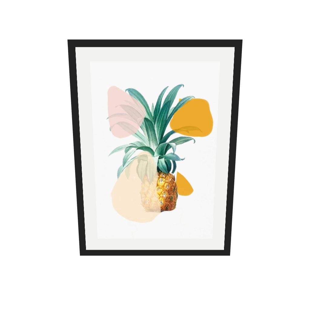 [ah-ar-v1:7e052aa75e1cd1c3f11dc2a0] Abstract Pineapple Art Print — 50 x 70 cm, black frame (AR scale)