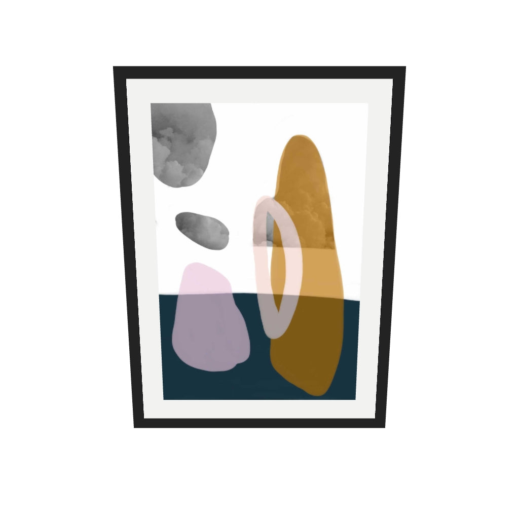 [ah-ar-v1:52e2cfe64dbf43858f74fbf3] Modern Shapes Collage Art Print — 50 x 70 cm, black frame (AR scale)