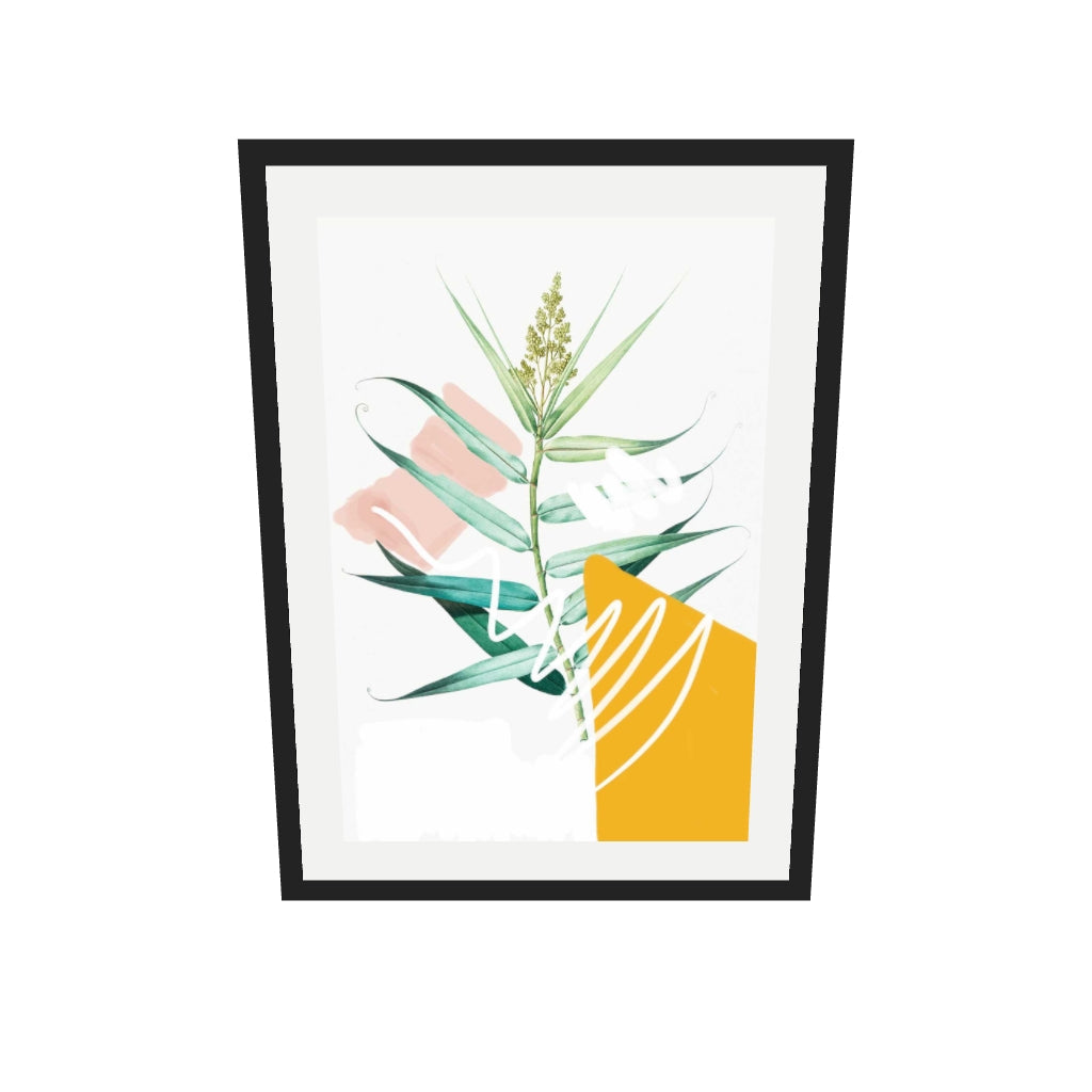 [ah-ar-v1:9ac502591f5de8e1404bacfa] Botanical Contemporary Leaf Art Print — 50 x 70 cm, black frame (AR scale)