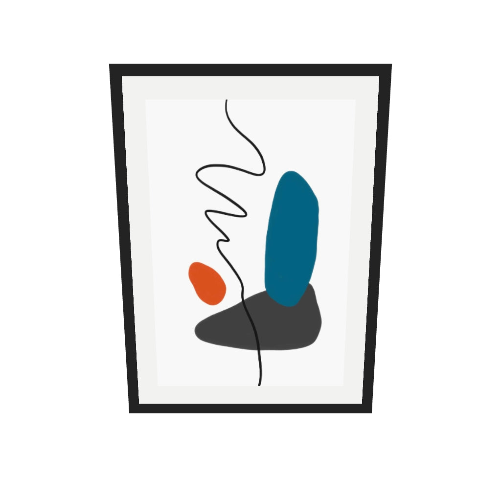 [ah-ar-v1:d08a079dd6284a123ee9344f] Modern Shapes With Line Art Print — 50 x 70 cm, black frame (AR scale)