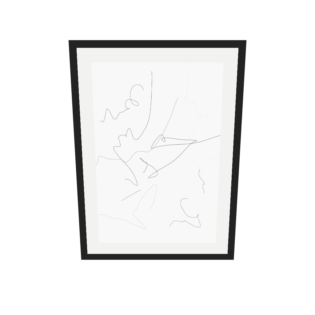 [ah-ar-v1:ea6abbf11629f41e106444c8] Abstract Line Art Print — 50 x 70 cm, black frame (AR scale)