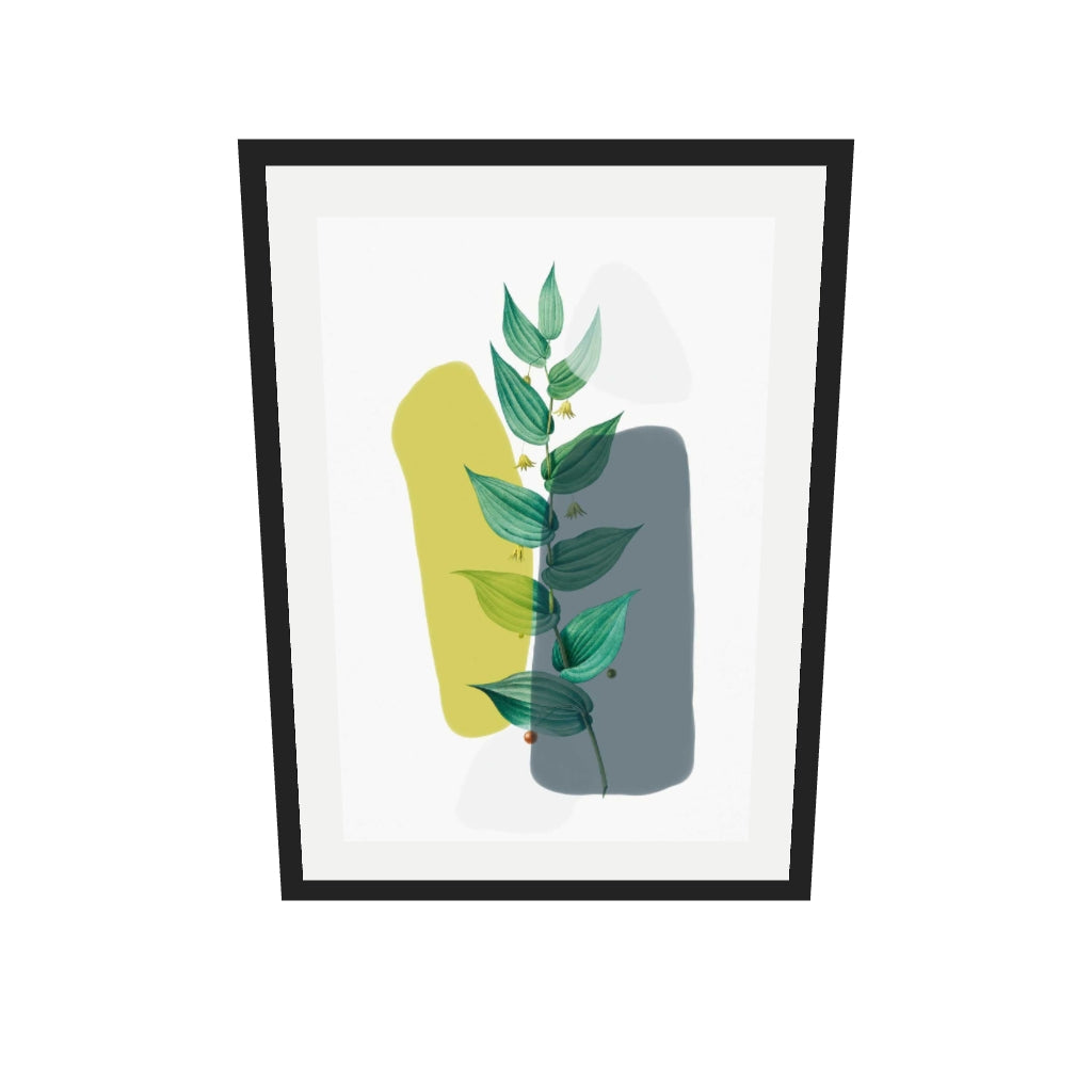 [ah-ar-v1:2374e3ba6010fe5e8d4d3962] Illustration With Grey & Green Art Print — 50 x 70 cm, black frame (AR scale)