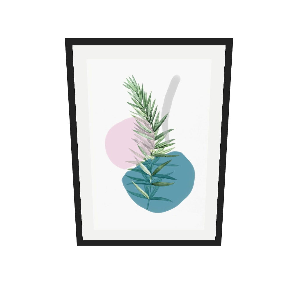 [ah-ar-v1:c568294cf77494755e753119] Botanical Vintage Leaves Art Print — 50 x 70 cm, black frame (AR scale)