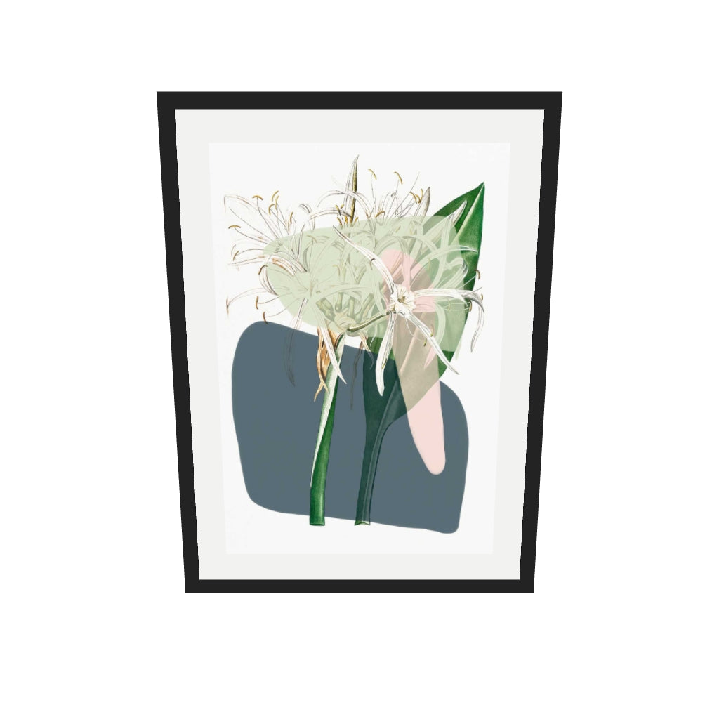 [ah-ar-v1:cbe8d657163f5a45c2552bf9] Botanical Vintage Spring Meadow Art Print — 50 x 70 cm, black frame (AR scale)