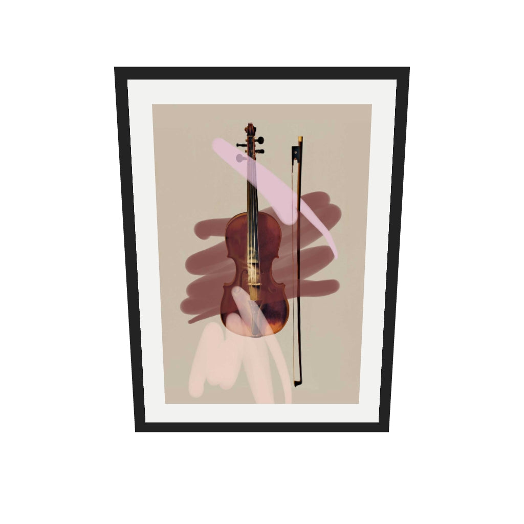 [ah-ar-v1:fc238d2d0ad9a8db158a6184] Pink Violin Contemporary Art Print — 50 x 70 cm, black frame (AR scale)