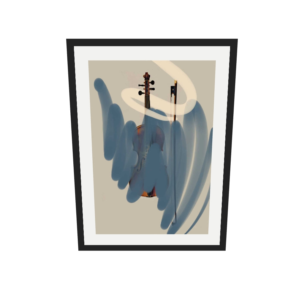 [ah-ar-v1:b0ca1e547bbb0a61f98c675f] Abstract Violin Art Print — 50 x 70 cm, black frame (AR scale)
