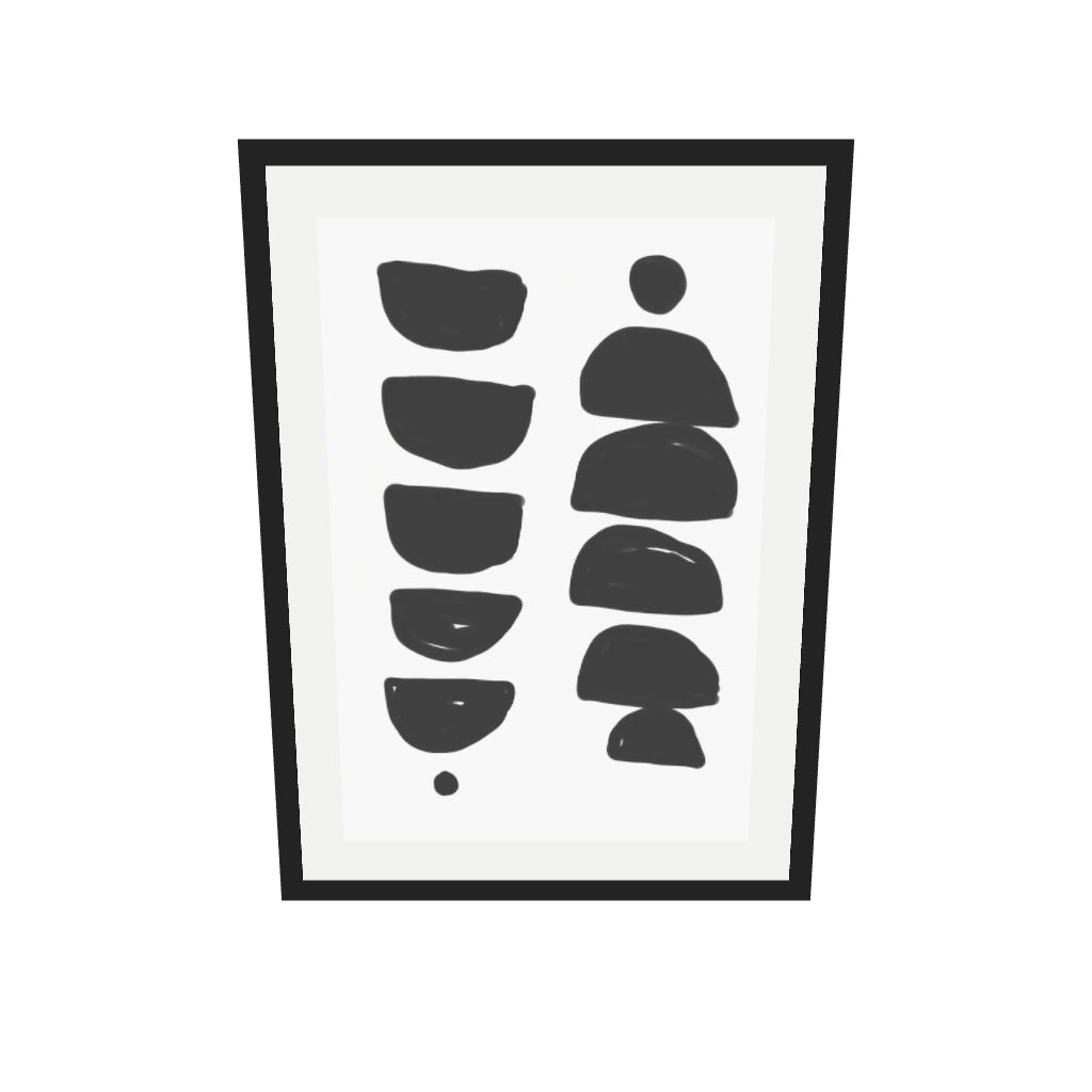 [ah-ar-v1:24ea52219df4ecad53cd1444] Monochrome Mid Century Art Print — 50 x 70 cm, black frame (AR scale)