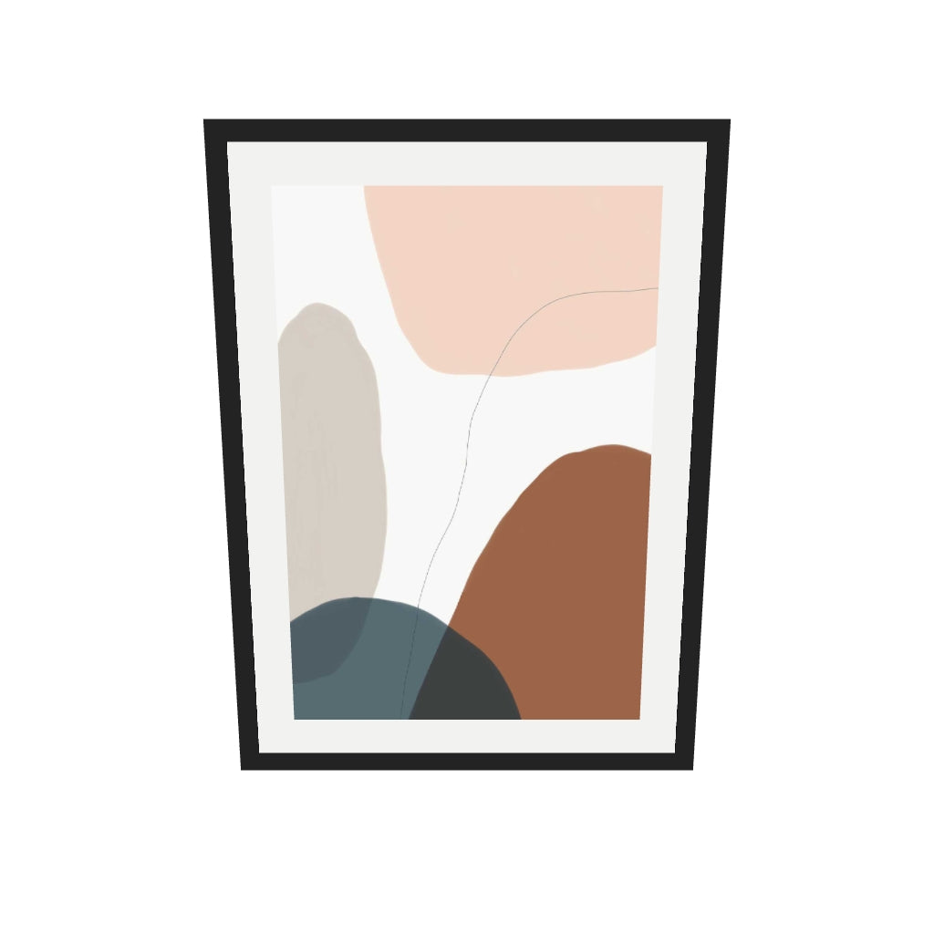 [ah-ar-v1:af7479515c9966fb81156cee] Modern Soft Shapes Art Print — 50 x 70 cm, black frame (AR scale)