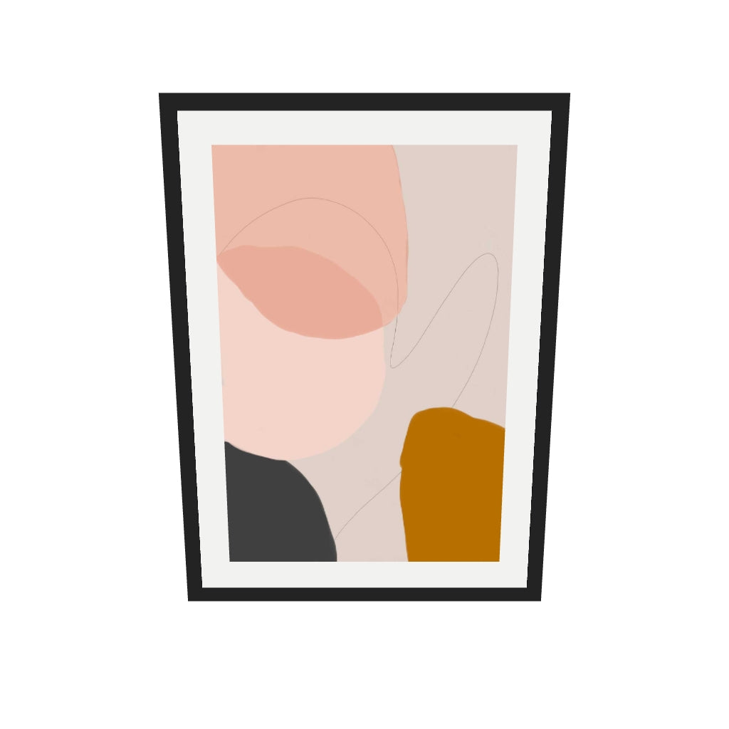 [ah-ar-v1:2dcd65b44a54ebd2a1be2ae8] Modern Blush Abstract Art Print — 50 x 70 cm, black frame (AR scale)