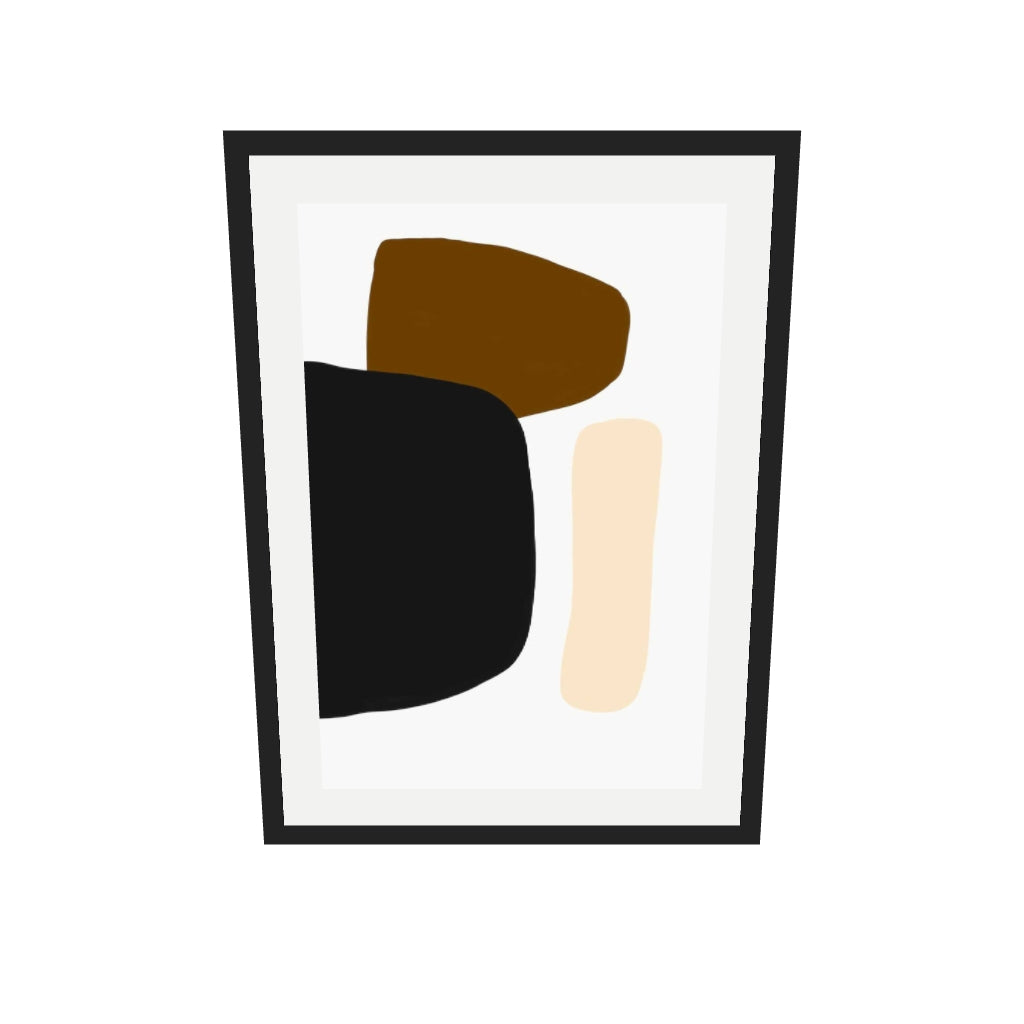 [ah-ar-v1:6d2466bb08da0f30aa660a64] Brown Tones Shapes Art Print — 50 x 70 cm, black frame (AR scale)