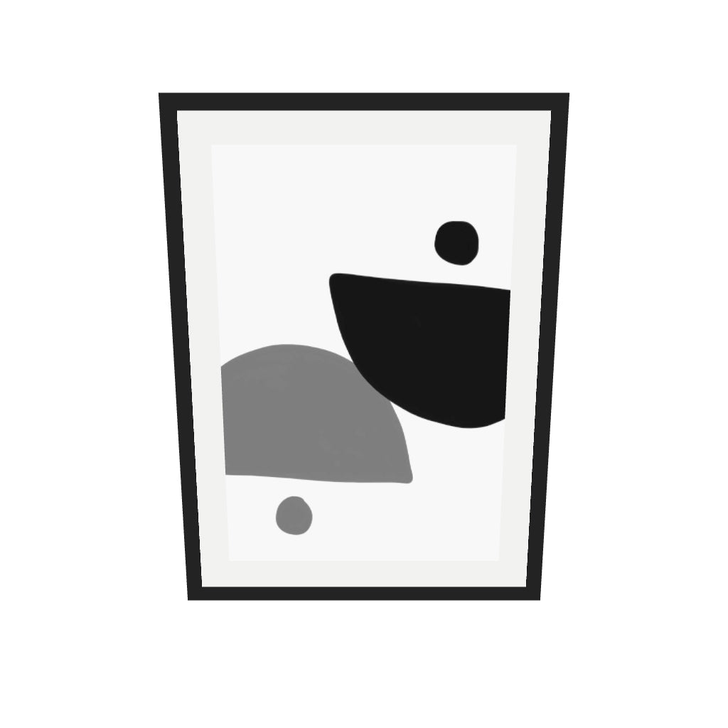 [ah-ar-v1:f3d32aea2e41fbe082001de3] Mono Art Deco Print — 50 x 70 cm, black frame (AR scale)