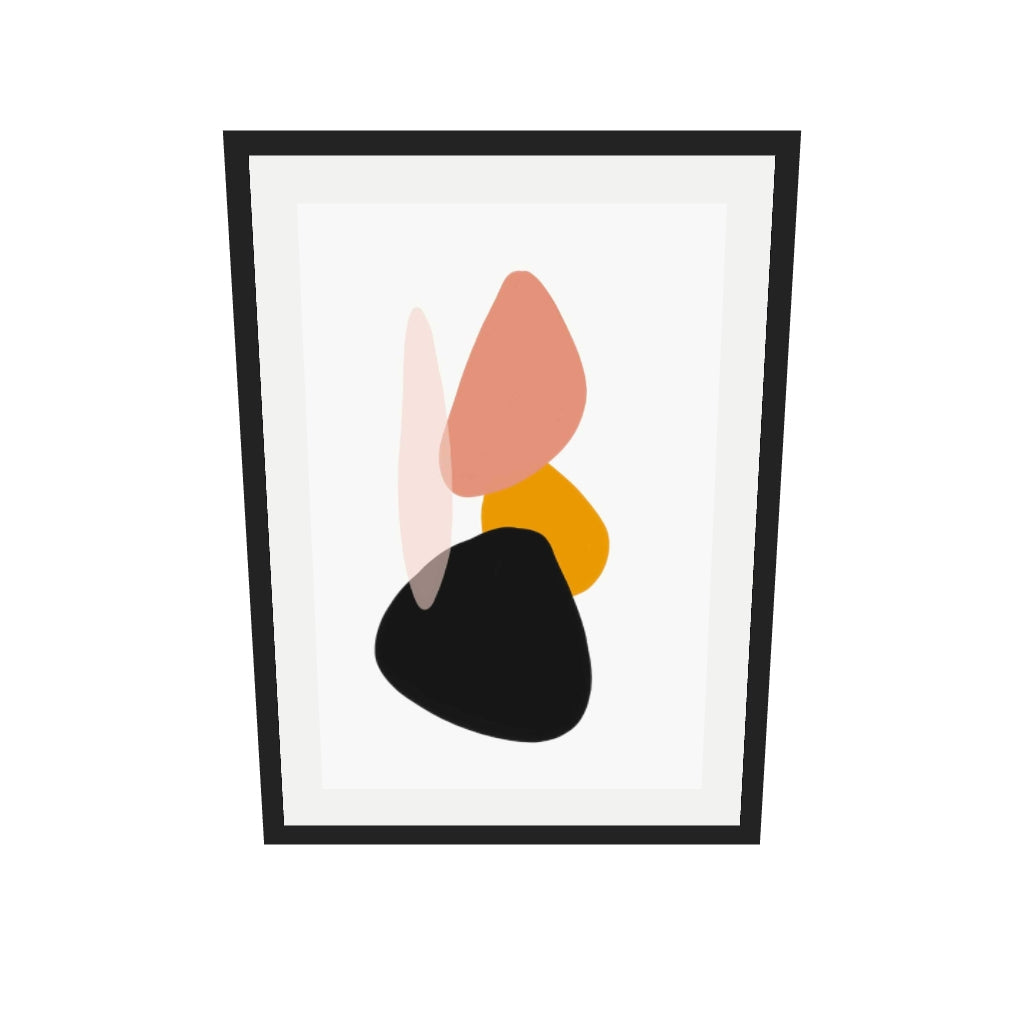 [ah-ar-v1:58c7951c469872e8892a071d] Balancing Shapes Art Print — 50 x 70 cm, black frame (AR scale)