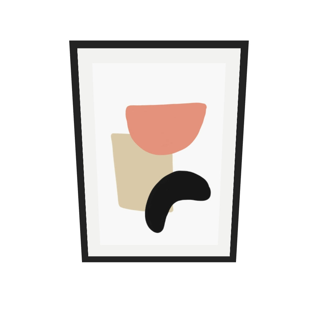 [ah-ar-v1:9e391df0d1ef51b644b14ccc] Bean And Shapes Art Print — 50 x 70 cm, black frame (AR scale)
