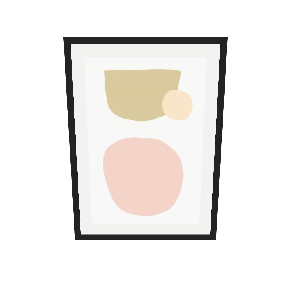 [ah-ar-v1:74f87c2a78ffe7d1e980fcf5] Blush Pastel Shapes Art Print — 50 x 70 cm, black frame (AR scale)