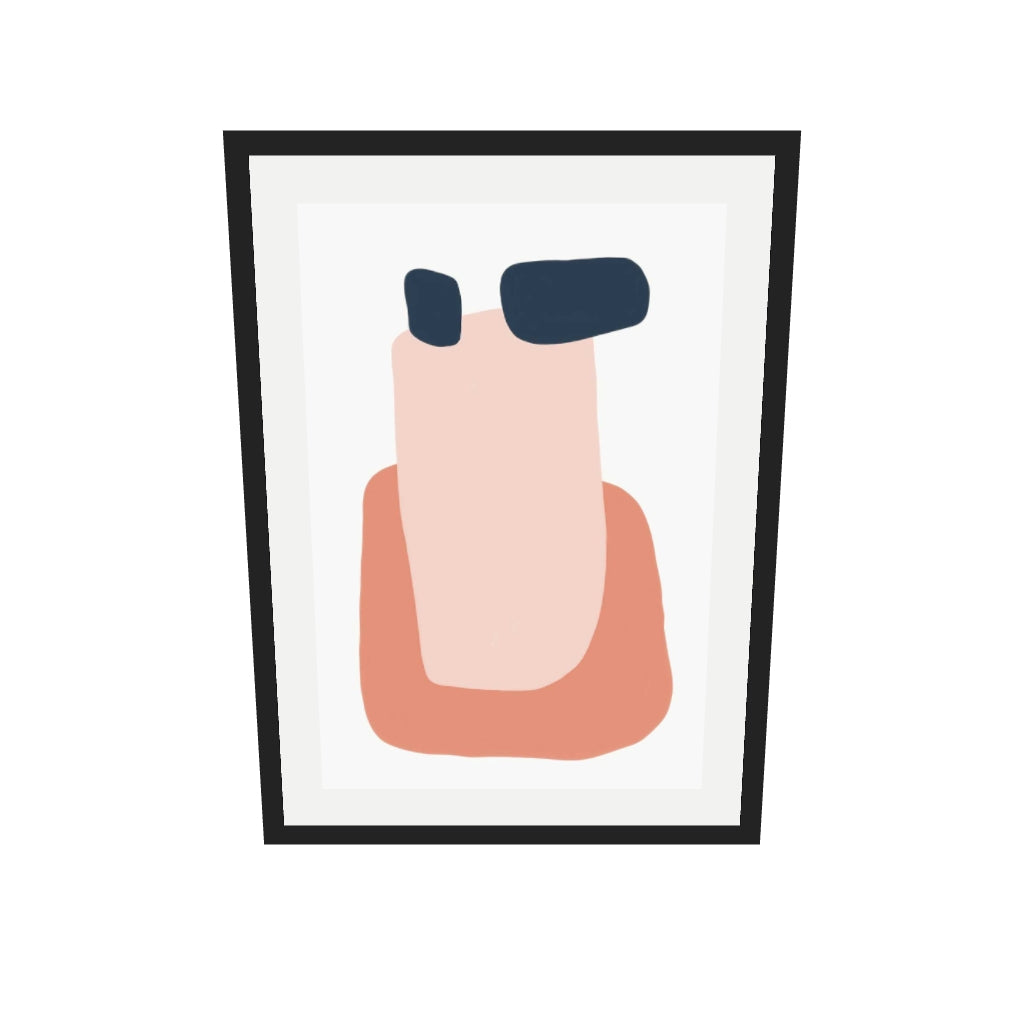[ah-ar-v1:d8480b43331f1eb925927818] Peach Abstract Shapes Art Print — 50 x 70 cm, black frame (AR scale)